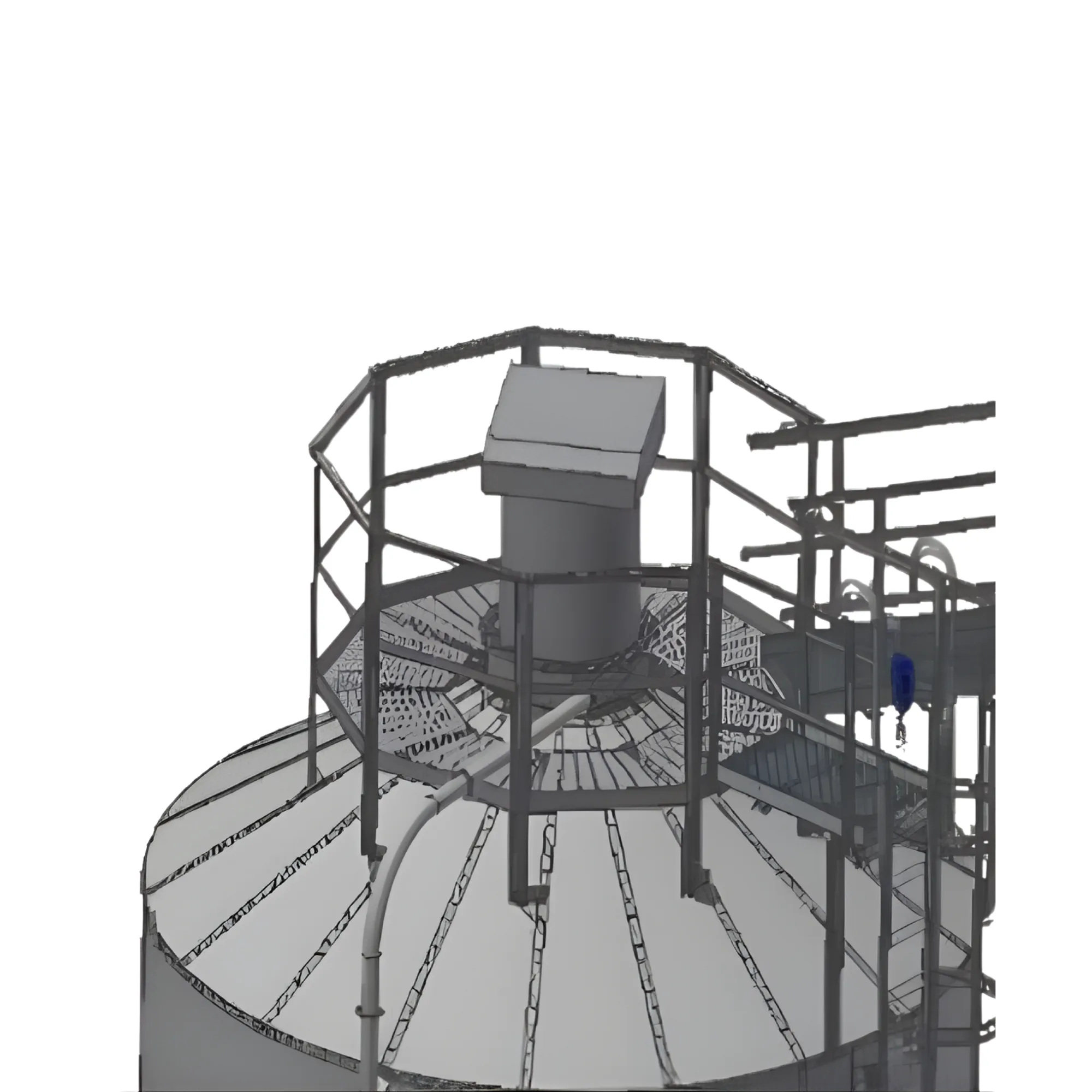 Lastplattform med räcke runt cyklon/filter på XB-silo.