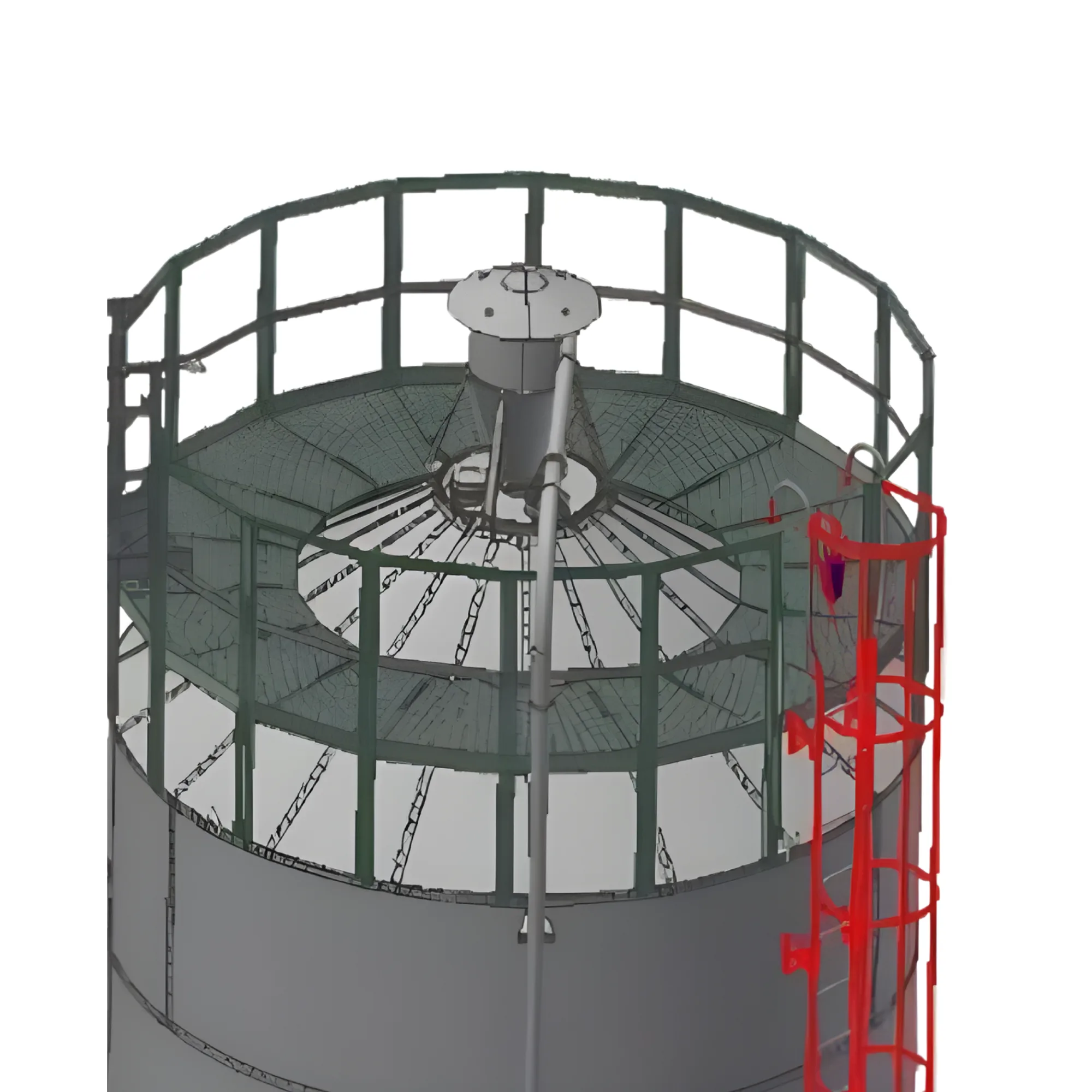Lastplattform med räcke och stege för bulkhantering vid XB-silo.