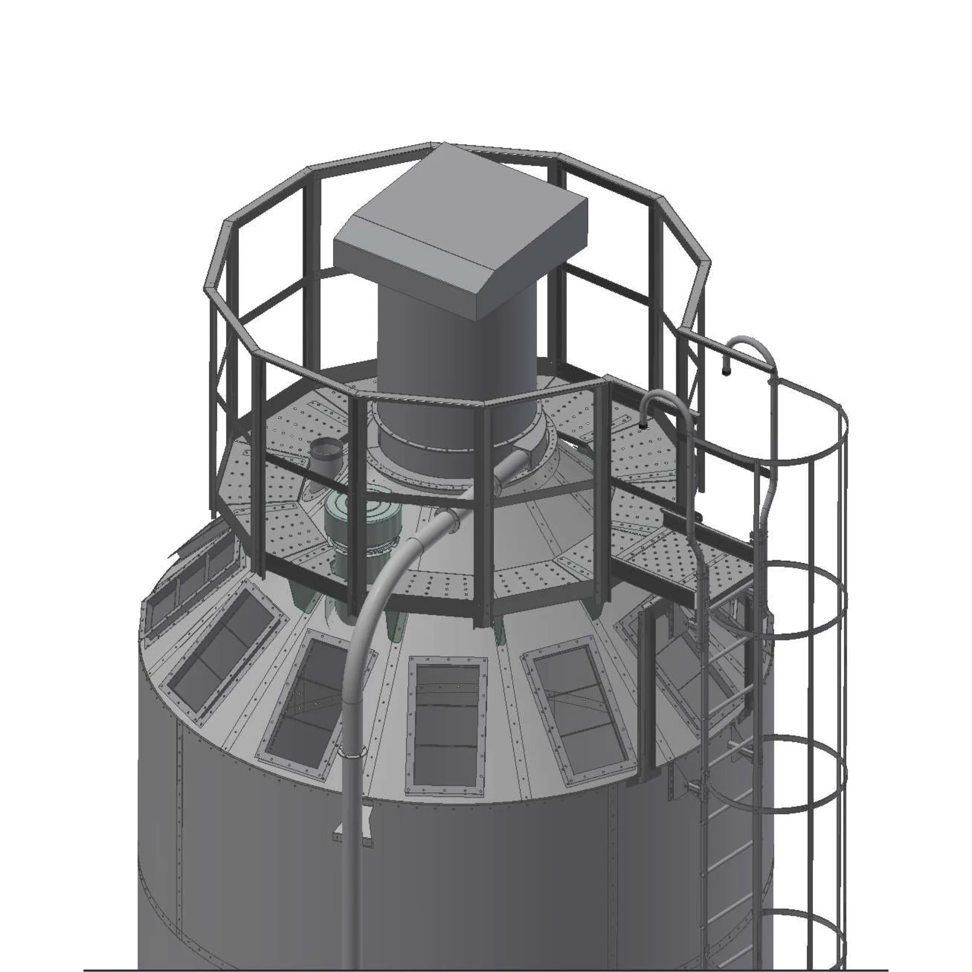 Takplattform med räcke till 45° tak UNB/BIB Silo