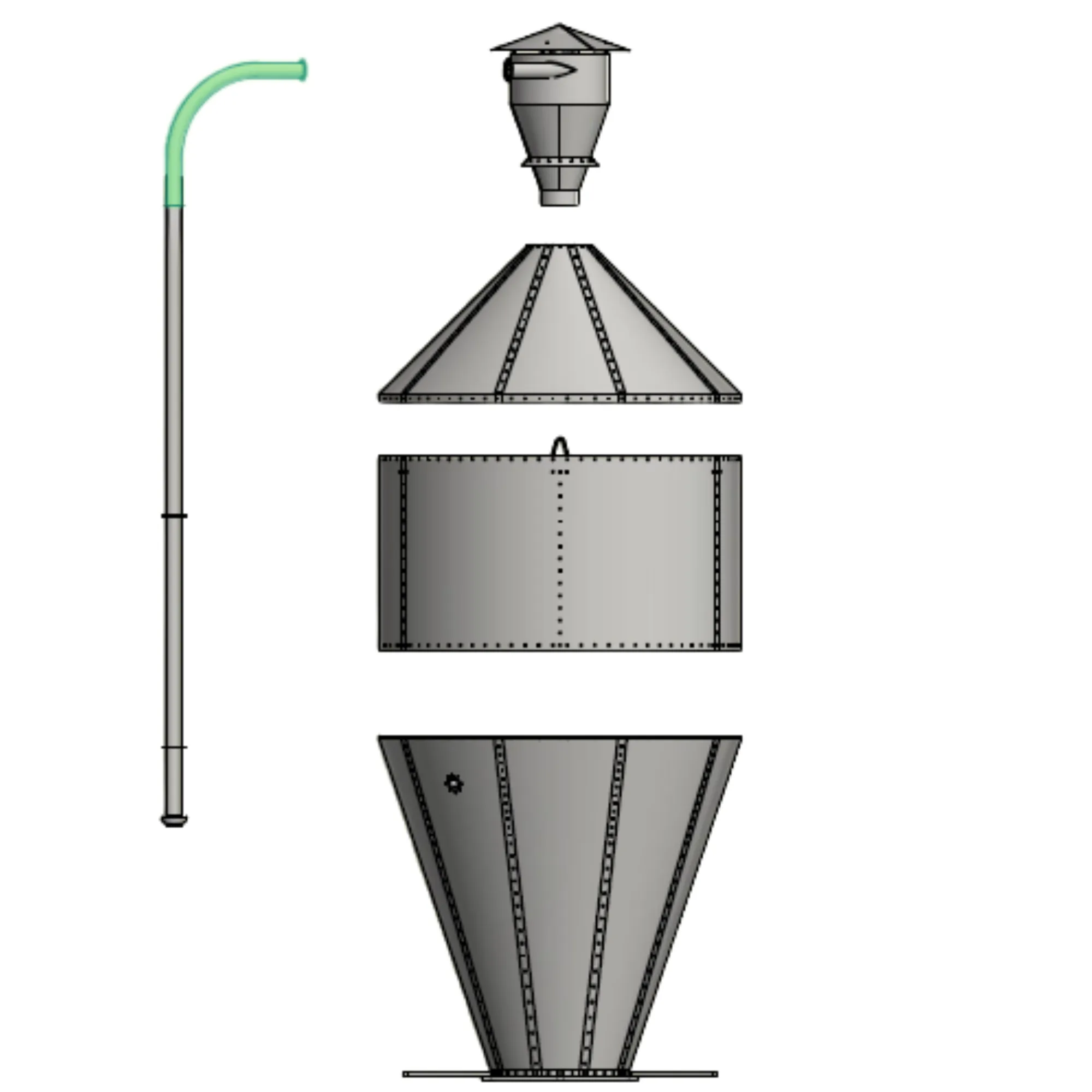 Långradieböj 90° med fläns, dia 102 mm
